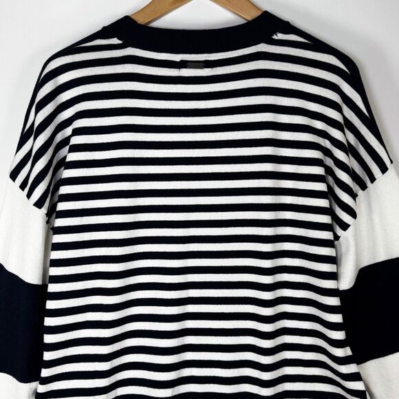Barbour Bradley Stripe Sweater Women Small US6 Navy White Cotton Nautical Preppy - Picture 5 of 13